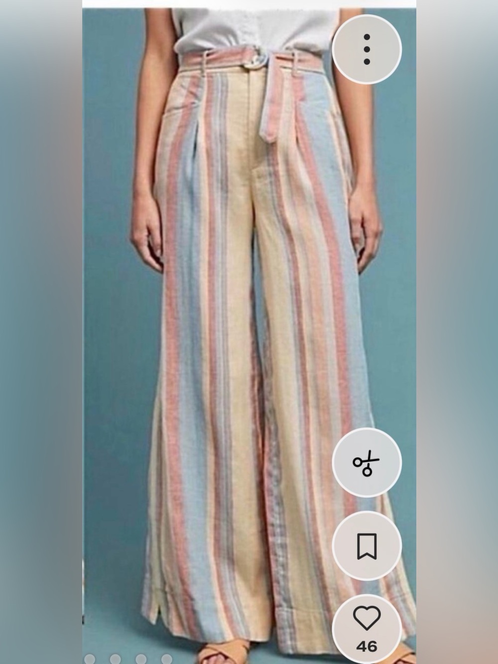 Anthropologie Pastel Stripe Wide-Leg Pants - Blue, Pink & Cream